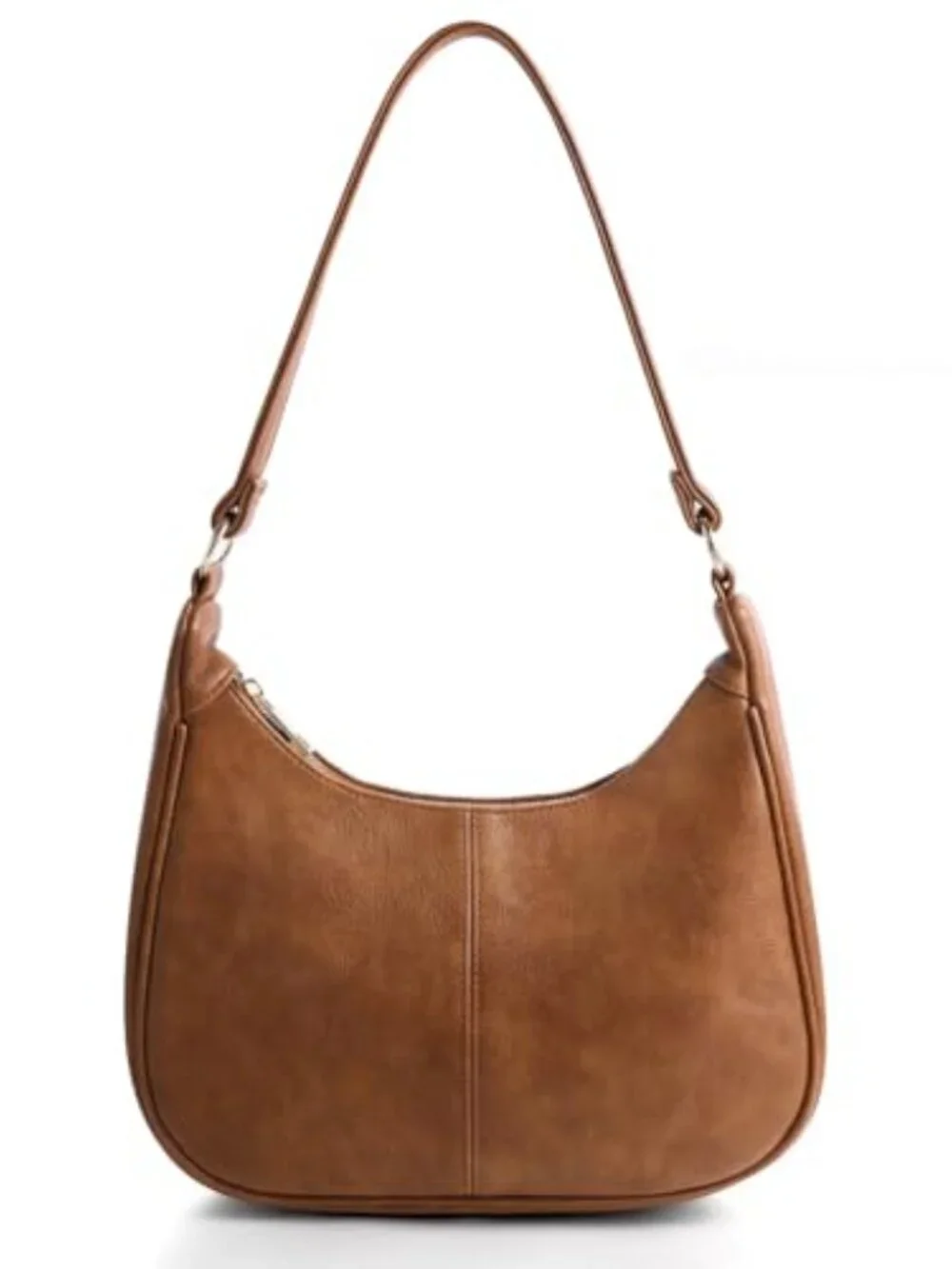 Slouchy Faux Leather Hobo Bag with Zippered Back Pocket Crossbody